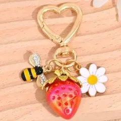いちご キーリング バッグチャーム ハート ハチ 花 可愛い フルーツ