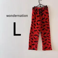 0265 wondernation トナカイ柄フリースパンツ 赤 L