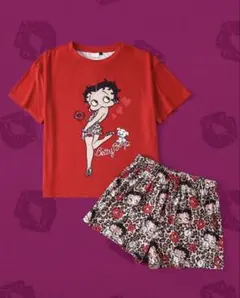 Betty Boop ルームウェア♡ セットアップ レッド ヒョウ柄♡のサムネイル