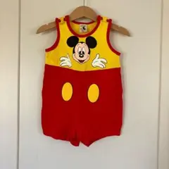 【レトロ】ディズニー ミッキーマウス タンクトップ 90cm イエロー×レッド