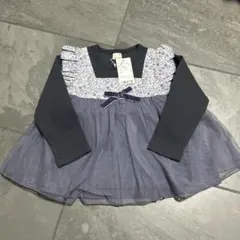 petit main 長袖カットソー 100cm グレー/花柄