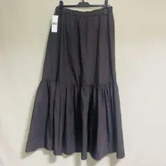 新品　GU ジーユー　ティアードロングスカート　ダークブラウン