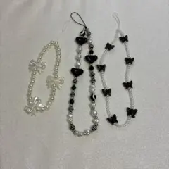 スマホストラップ ビーズストラップ 携帯 ストラップ パール 白 ビーズ パール