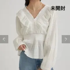 定価7920円、未開封、mystic前後2wayシャーリングブラウス