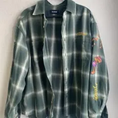 XLARGE グリーンチェックネルシャツ Mサイズ