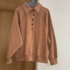 美品 H&M 裏起毛ポロ風プルオーバー Sサイズ キャメル