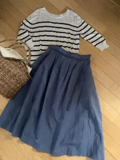 LILASIC ノースオブジェクト　　リネンコットンタックスカート　　M