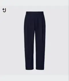 +j ウールブレンドタックパンツ ダークグレー