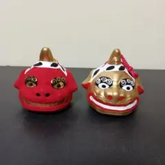 唐津くんち　曳山　土鈴　赤獅子　金獅子　2個セット　民芸品　郷土玩具のサムネイル