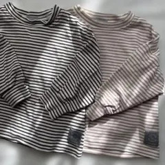 キッズ ボーダー長袖カットソー 2枚セット まとめ売り　しまむら
