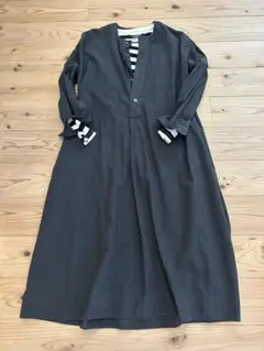 EmmMダークグレー シャツワンピース 長袖