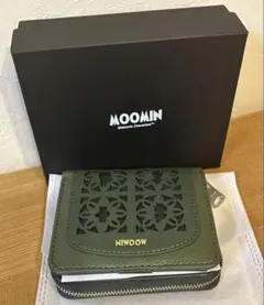 【新品】ムーミン　フェイクレザー2つ折り財布　グリーン　リトルミイ　スナフキン