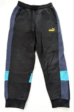 プーマ PUMA スリムフィット長ズボンブラック/グレー/ターコイズ140裏起毛