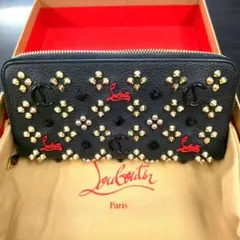 ChristianLouboutin長財布パネトーネ スタッズ ブラック/レッドのサムネイル