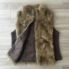 し*じ様 【セール中】ファーベスト 毛皮 ブラウン 古着 レイヤード