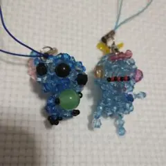 ディズニー　スティッチ&スクランプ　ビーズストラップ