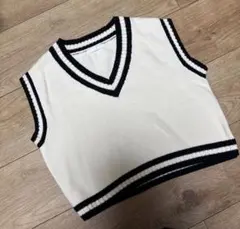 SPINNS スピンズ ニットベスト Vネック バイカラー