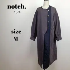 【a1966】notch. アシメ キルティング 配色 コート M ブラウンのサムネイル