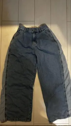 GU デニムブルー ロングパンツ M (150)