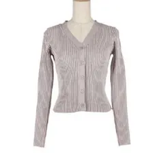 ニットカーディガン　カーディガン　リブ　トップス　リブカーディガン