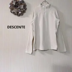 デサント ハーフジップ フリース プルオーバー アイボリー ロゴ刺繍 M