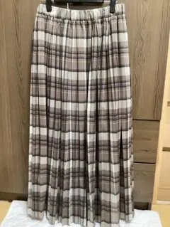 【シンプリシテェ】チェック柄プリーツロングスカート