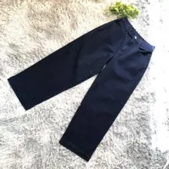 WHEART【Lサイズ】ダークブルー ワイド デザイン パンツ カジュアル