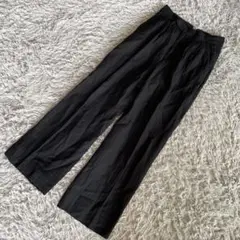 美品ヴェルメイユパーイエナ　リネン混ツータックワイドパンツ　トラウザー　ブラック