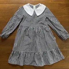組曲　黒と白のギンガムチェックワンピース140