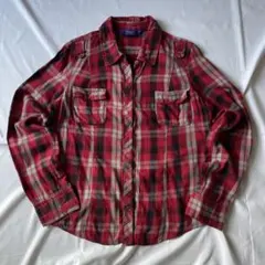 希少 00s シャツ グランジ ボタン留め 赤 Y2K 平成 大人気 古着