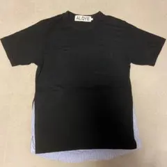ALOYE ブラック Tシャツ ストライプインナー付きのサムネイル