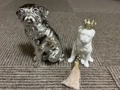 Francfranc☆フランフランパグ 置物 2体セット シルバー ホワイト