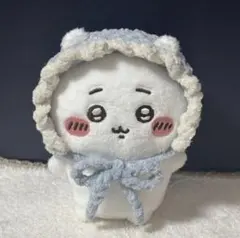 ハンドメイド ちいかわ おすわりぬいぐるみ ボンネット 水色 ラメ