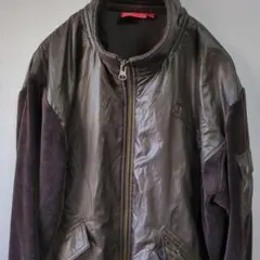 PUMA　プーマ　ブルゾン　ベロア　異素材　刺繍ロゴ　ジップアップジャケット