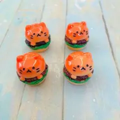 デコパーツ[1-650]　ハンドメイド かわいい　猫ハンバーガー