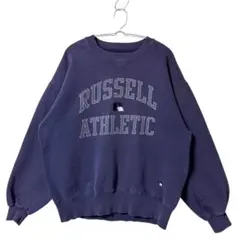 90s USA製 Russell ラッセル 3段 スウェット フェード ナス紺