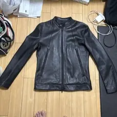 ブラックレザーシングルライダースジャケット