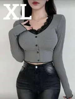 SHEIN グレークロップドTシャツ