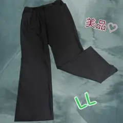 ✨️美品✨️【新品タグなし】LLダークブラウン ストライプパンツ 日本製 春夏