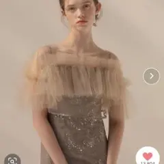 【LEJA】 チュールフリルボレロペイントマーメイドドレスワンピース