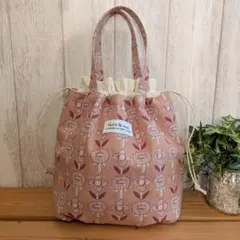 ☆花柄（ピンク） 巾着トートバッグ 　ハンドメイド☆のサムネイル