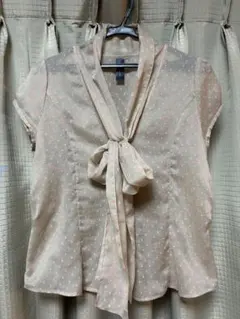 sabena ベージュ リボン付き 半袖ブラウス