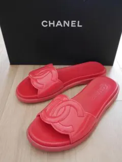 美品 CHANEL フラット エナメル サンダル 36