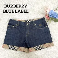 バーバリーブルーレーベル デニムショートパンツ　ノバチェック ホースロゴ
