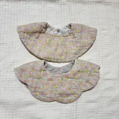 ハンドメイド　スタイ　女の子　花柄　フリル　2枚セット　リバーシブル