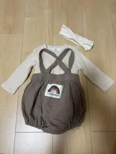 【新品3点セット】くすみカラーのニットとサロペットとヘアバンドセット♡
