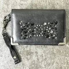 ANTEPRIMA アンテプリマ 三つ折り財布 ビジュー ストーン レザー 黒のサムネイル