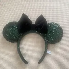緑色ミッキー型カチューシャ（スパンコール）