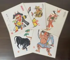 大津絵　色紙　5種セット
