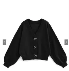 GRLビジューリボンボタンニットカーディガン k9342f